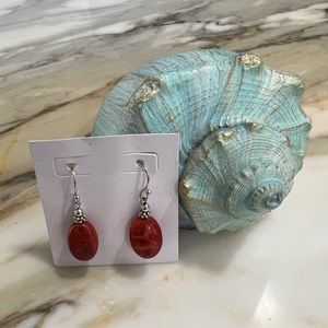 Sterling silver 925 & beautiful oval Red jasper earrings!